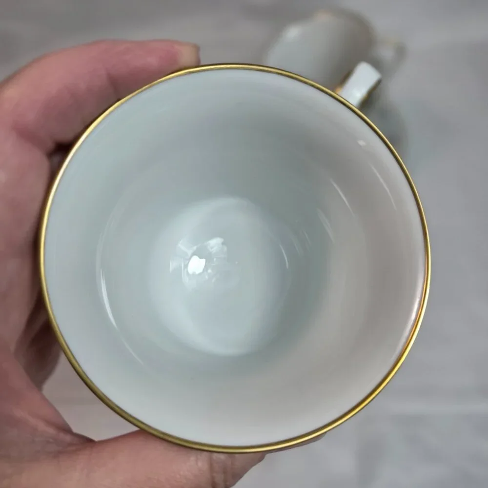 FOUR Noritake Longwood #2485 Cup & Saucer Sets Purple, Blue & Yellow Flowers